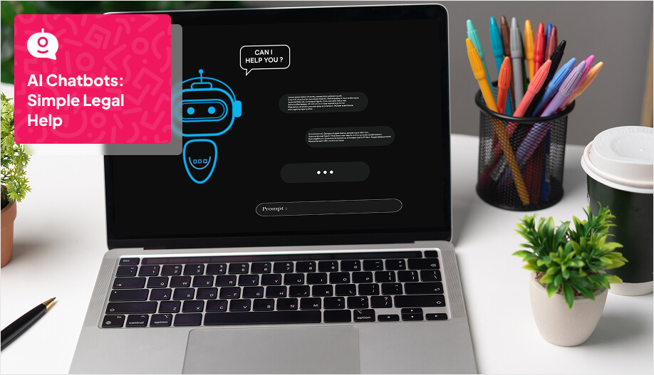 a laptop screen showing AI chatbot saying 'Can I help you?'