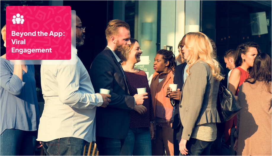 group of people with a cup of coffee in their hand, talking and laughing