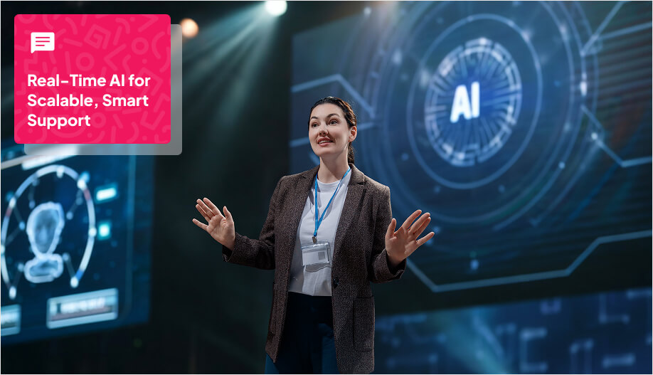 a woman presenting AI