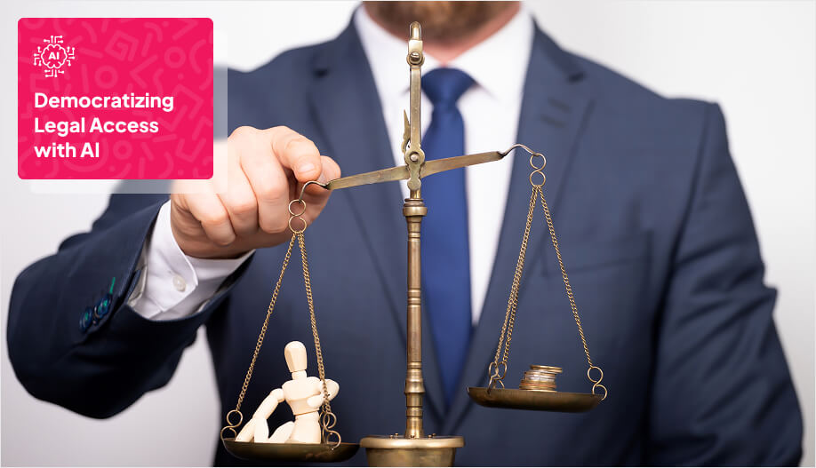 a balanced scale held by an individual in a suit