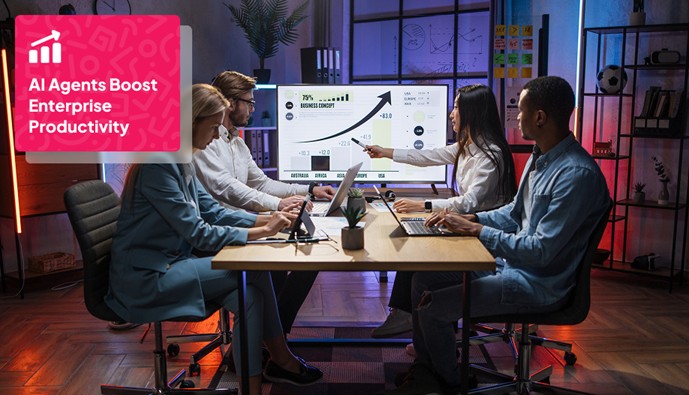 a team consist of 4 in a meeting discussing about business