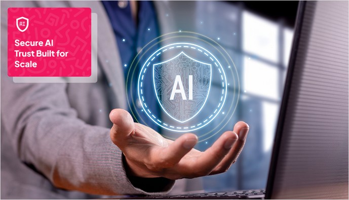 a visual AI in a security icon representing privacy and security in AI