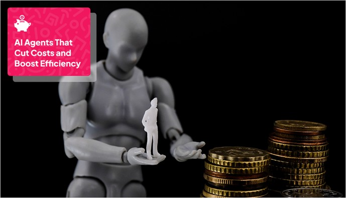 a humanoid robot with stack of coins