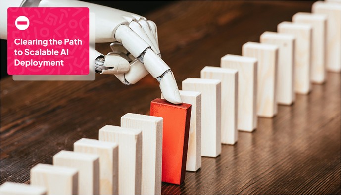 humanoid robot hand selecting a red block from a row of wooden blocks