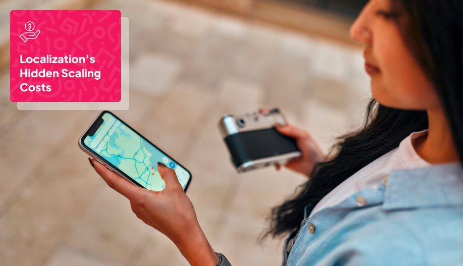 user navigating the maps app in her phone