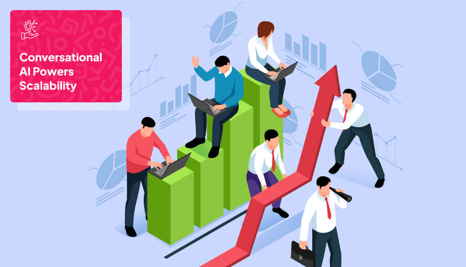 digital representation of scaling business with people working together to make it happen