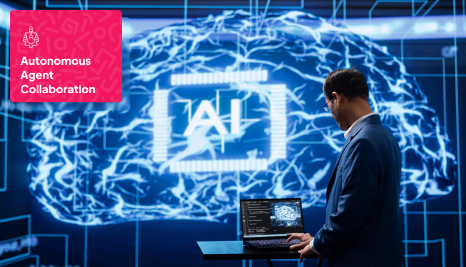 a user navigating through his laptop to present AI