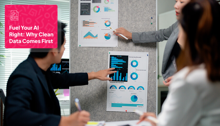 a team of 3 brainstorming