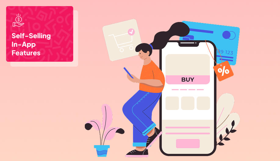 illustration of a user buying something online through an app