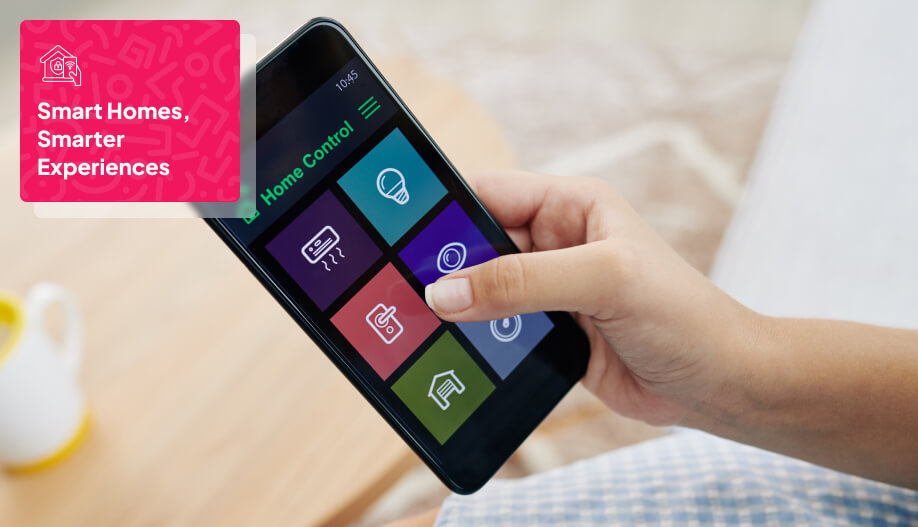 a mobile app that shows buttons to control home appliances