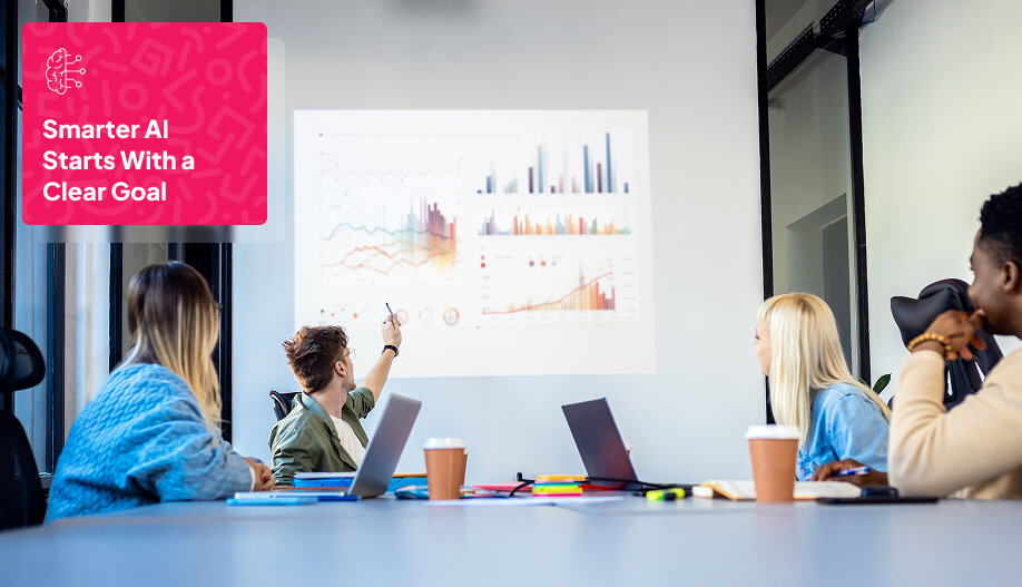 a team of 4 in a meeting planning about something