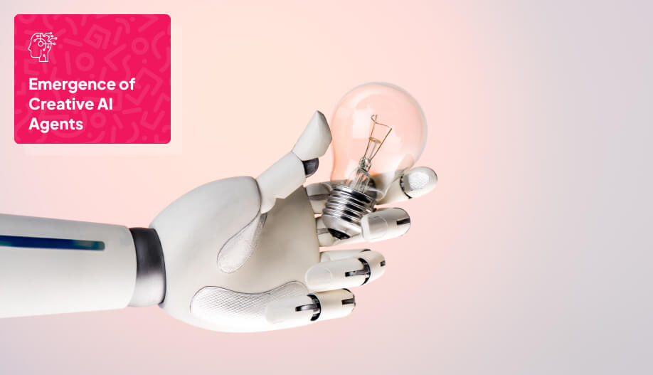 a hand of a humanoid robot holding a light bulb signifying AI ideas