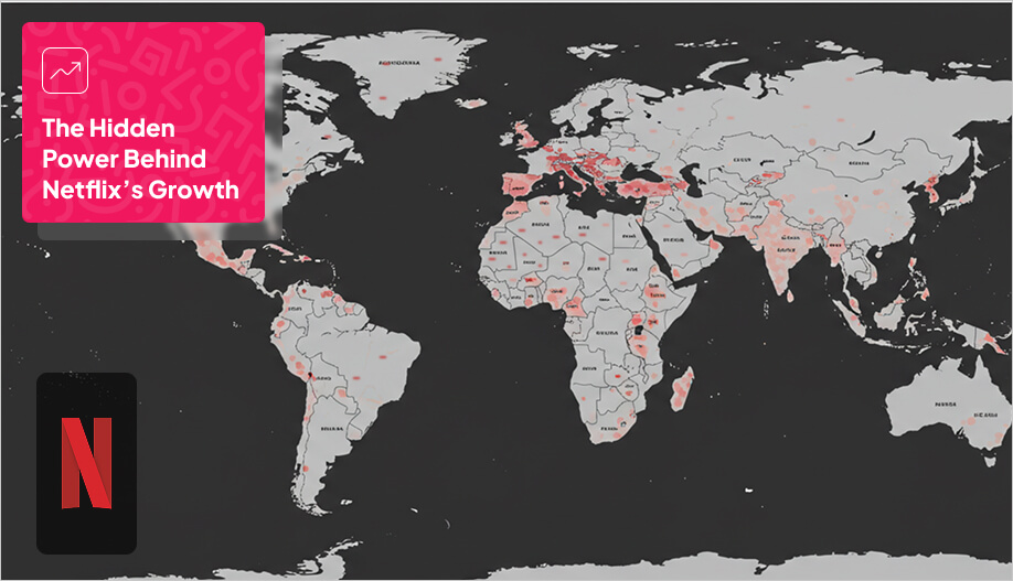 a world map heatmap showing revenue generated by Netflix from different countries