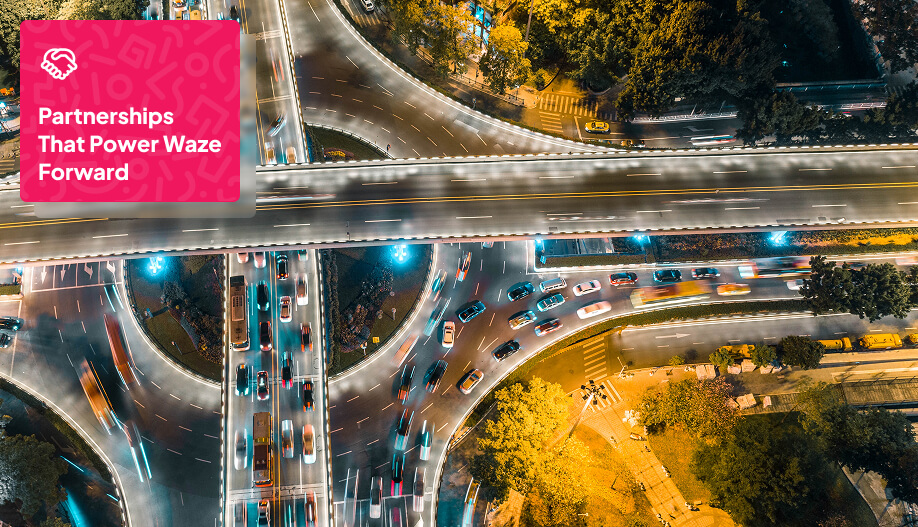an aerial view of the cross-section lanes with visible traffic