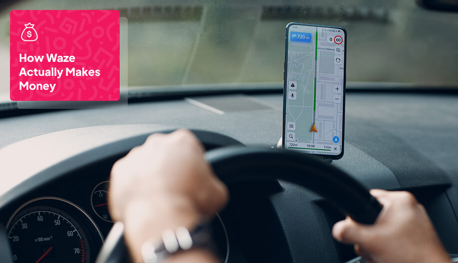 a driver navigating the map in waze