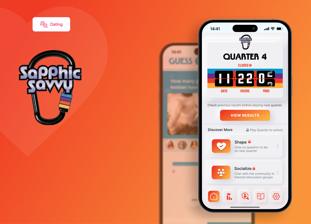 Sapphic Savvy identity-centered dating app screen