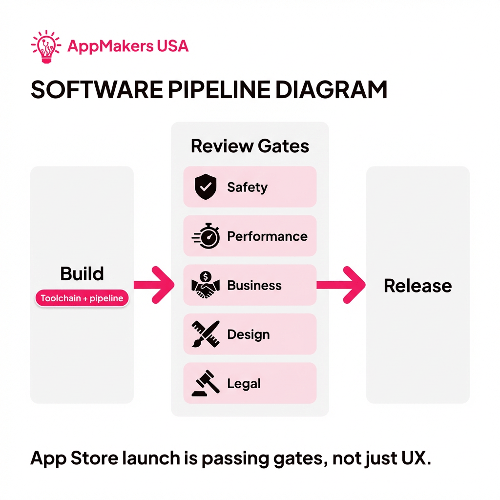 a deck-style “gates” checklist plus pipeline
