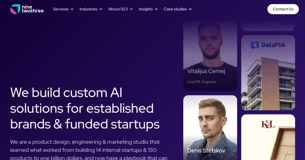 NineTwoThree AI Studio homepage