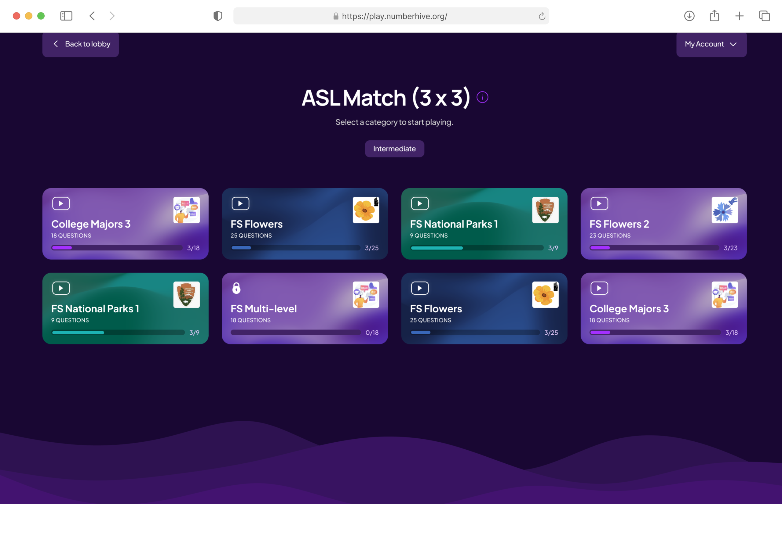 ASL Flurry — ASL Match game running live in a browser