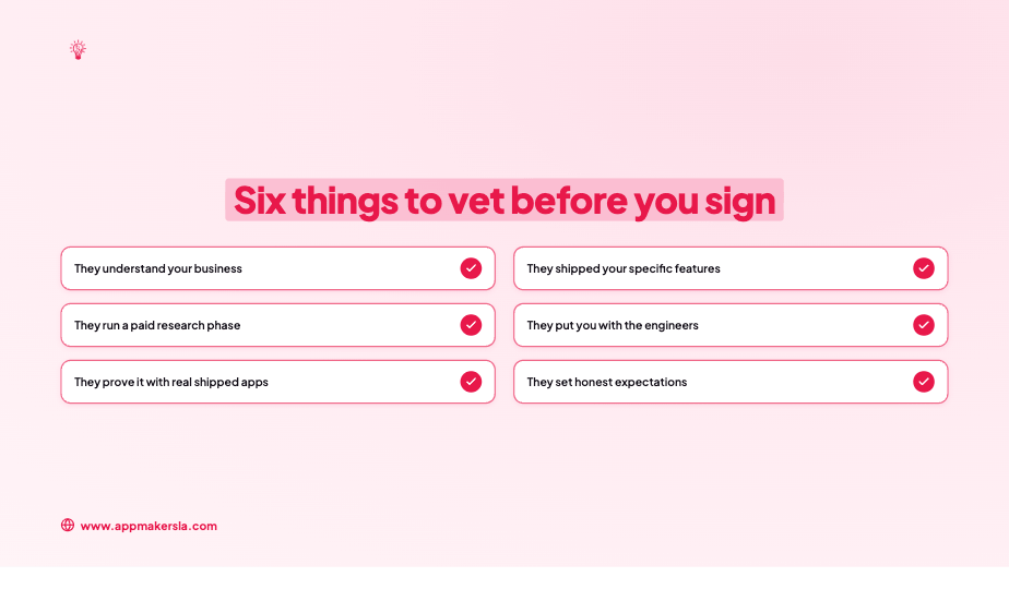 checklist that highlighted the 6 things to vet