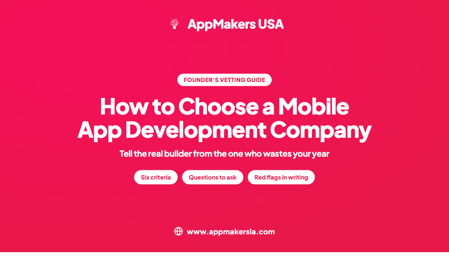 Best App Development Companies in the USA 2026 guide graphic with a research-backed bar chart on a dark red background